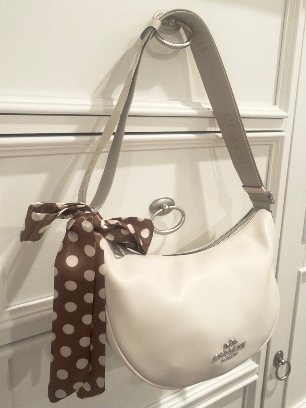 🤎 Coach Pace Chalk White Crescent Hobo Crossbody/ Shoulder Bag - Picture 4 of 16